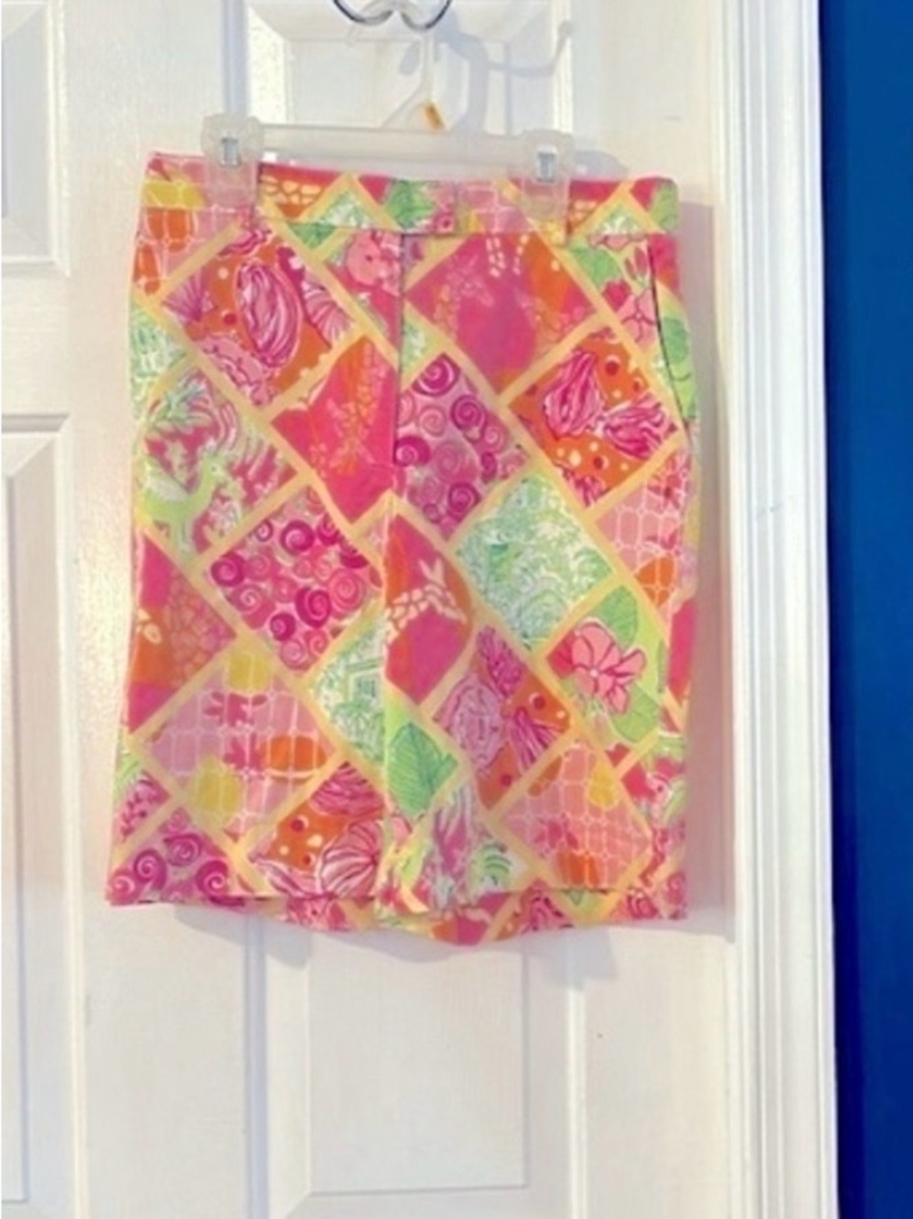 Vintage Lilly Pulitzer Cotton & Spandex Patchwork Bermuda Shorts Sz 6